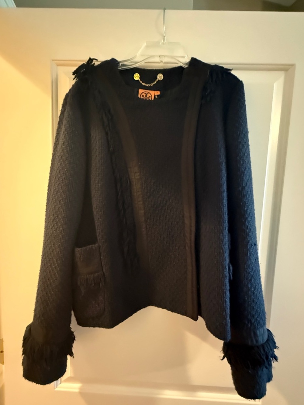 Tory Burch Navy Black Fringe Jacket